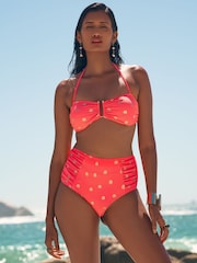 Love & Roses Coral Pink Foil Bandeau Trim Bikini Top - Image 2 of 4