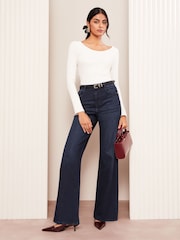 Friends Like These Dark Blue Relaxed Wide Leg Jeans - Image 2 of 4