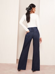Friends Like These Dark Blue Relaxed Wide Leg Jeans - Image 4 of 4