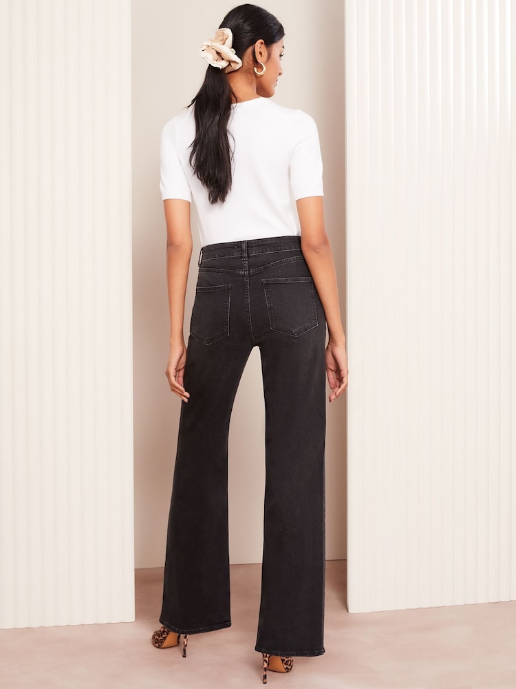 Friends Like These Black Relaxed Wide Leg Jeans - Image 4 of 4 Friends Like These Black Relaxed Wide Leg Jeans - Image 4 of 4