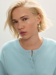 Blue Pale Crew Neck Soft Knit Button Co-Ord Cardigan - Image 5 of 8