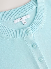 Blue Pale Crew Neck Soft Knit Button Co-Ord Cardigan - Image 7 of 8