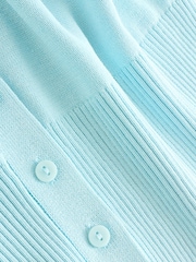 Blue Pale Crew Neck Soft Knit Button Co-Ord Cardigan - Image 8 of 8
