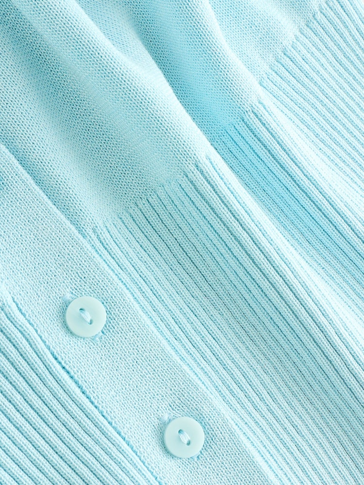 Blue Pale Crew Neck Soft Knit Button Co-Ord Cardigan - Image 8 of 8 Blue Pale Crew Neck Soft Knit Button Co-Ord Cardigan - Image 8 of 8