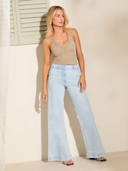 Friends Like These Bleach Blue Smart Wide Leg Jeans - Image 1 of 5
