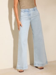 Friends Like These Bleach Blue Smart Wide Leg Jeans - Image 2 of 5