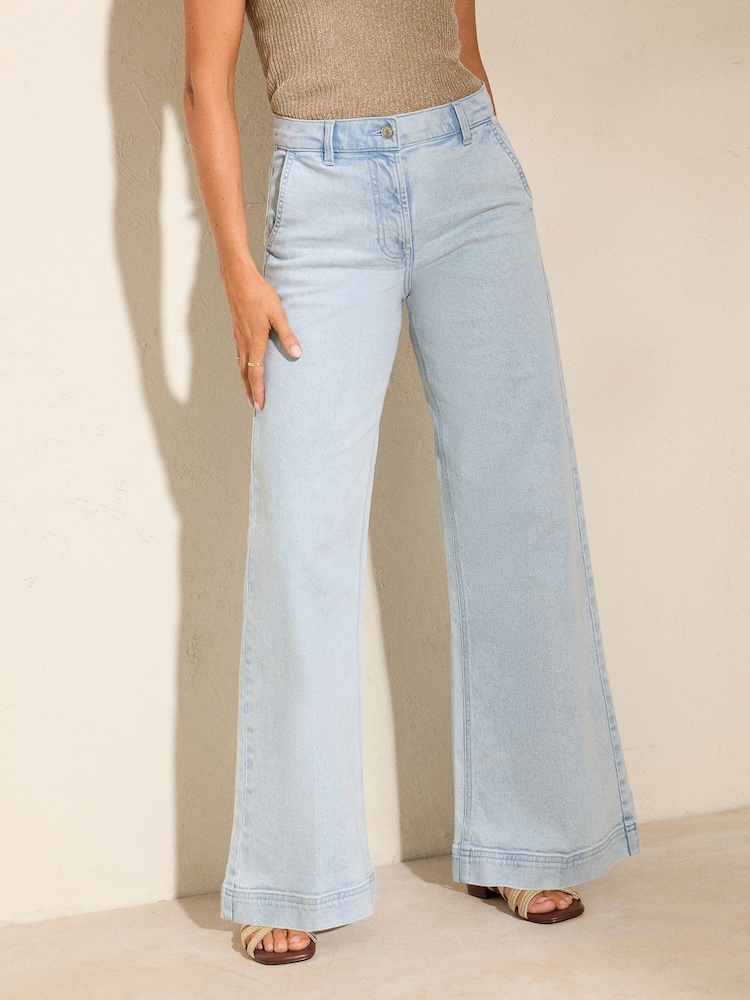 Friends Like These Bleach Blue Smart Wide Leg Jeans - Image 2 of 5