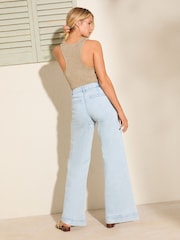 Friends Like These Bleach Blue Smart Wide Leg Jeans - Image 5 of 5