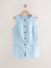 Blue Rich Textured Chambray Waistcoat - Image 7 of 9