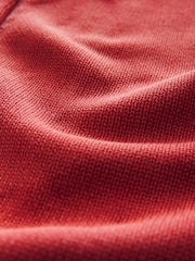 Red 100% Cotton Washed Crew Neck Cardigan - Image 2 of 3