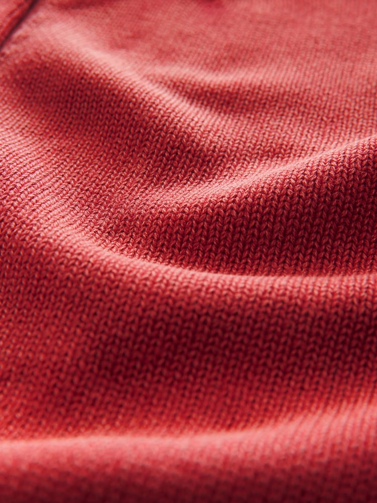 Red 100% Cotton Washed Crew Neck Cardigan - Image 2 of 3