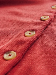 Red 100% Cotton Washed Crew Neck Cardigan - Image 8 of 8