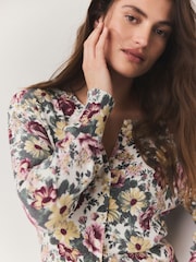 Floral Print Crew Neck Soft Knit Button Co-Ord Cardigan - Image 5 of 8