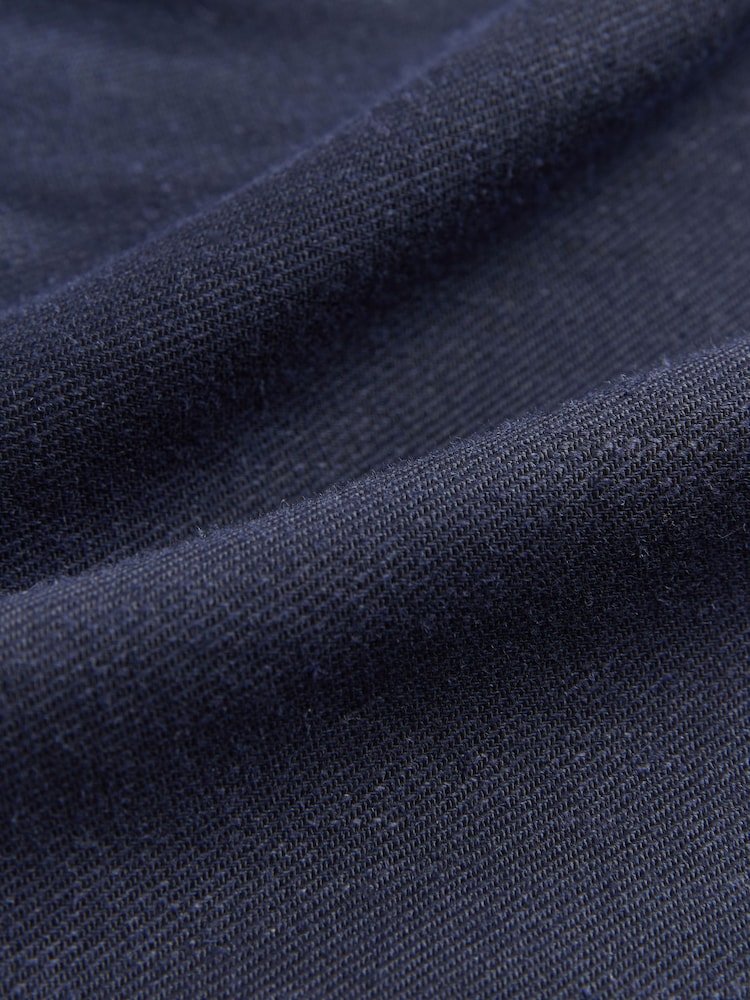Navy Elastic Back Wide Leg Trousers with Linen - Image 7 of 7 Navy Elastic Back Wide Leg Trousers with Linen - Image 7 of 7