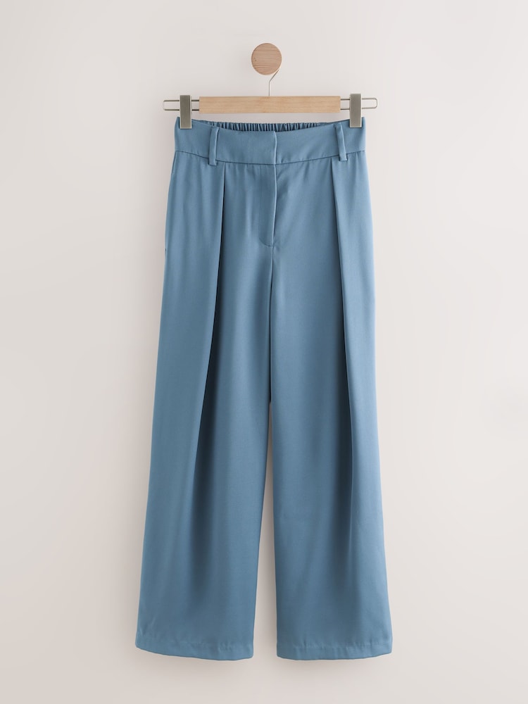 Blue Satin Wide Leg Elastic Back Trousers - Image 1 of 3