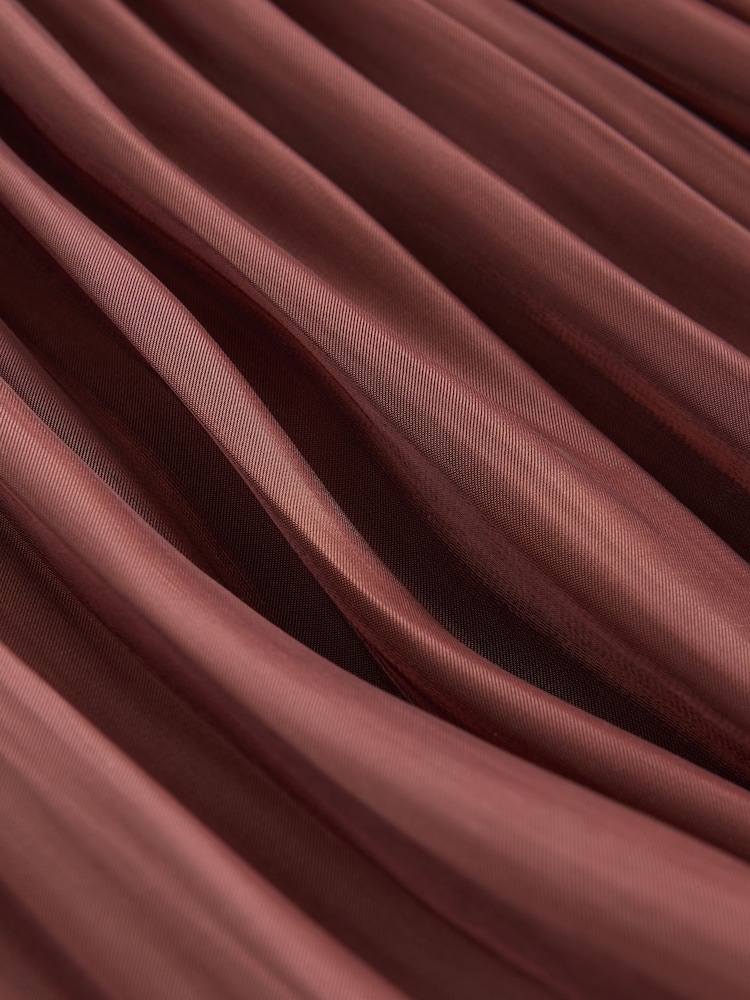 Pink Glossy Satin Metallic Midi Skirt - Image 8 of 8