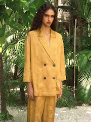 Yellow Satin Jacquard Double Breasted Jacket - Image 2 of 8