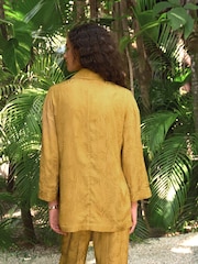 Yellow Satin Jacquard Double Breasted Jacket - Image 3 of 8