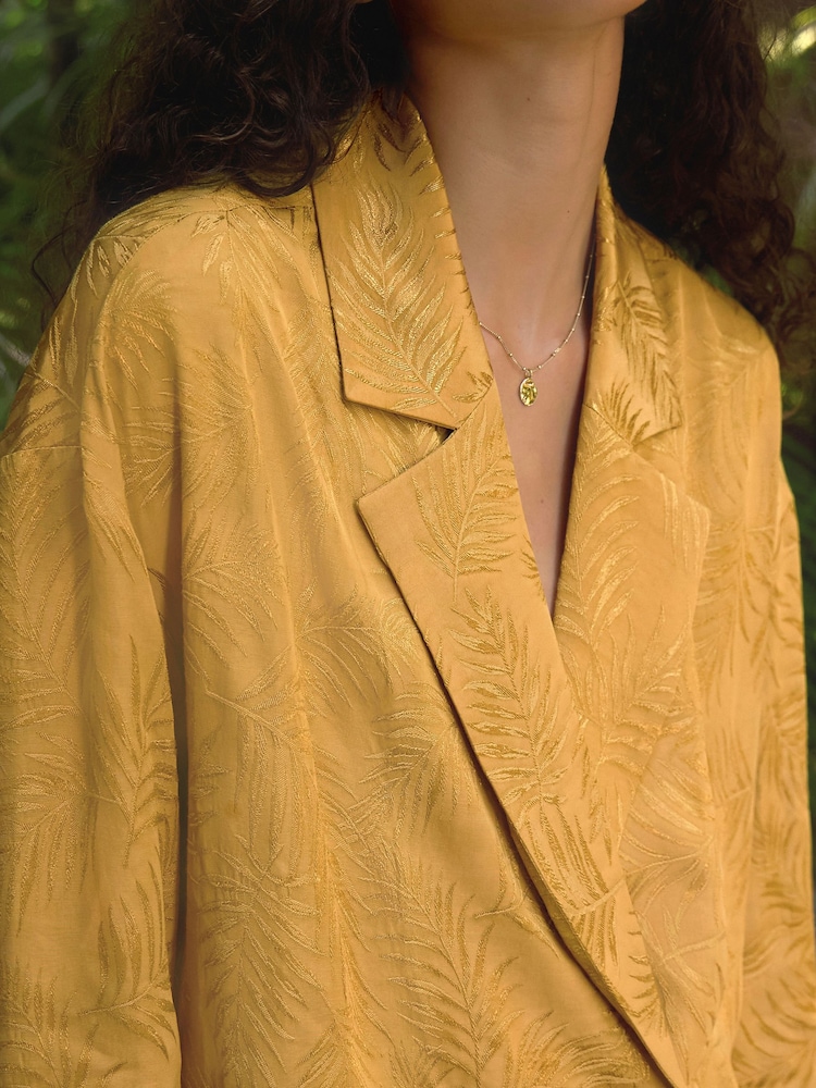 Geel - Satin Jacquard Double Breasted Jacket - Image 4 of 8