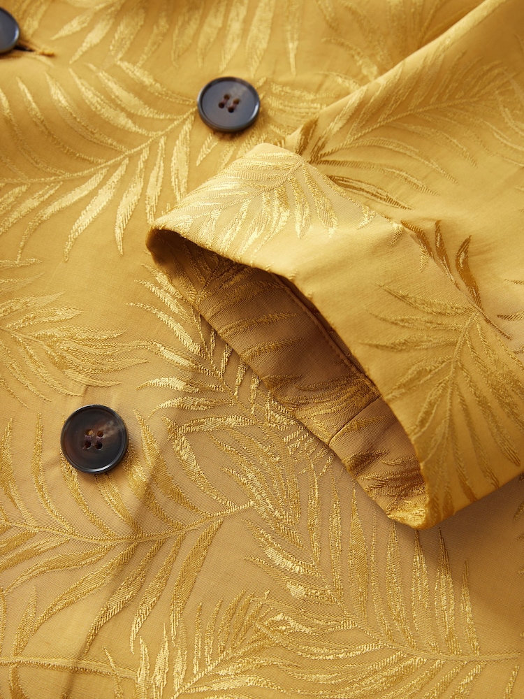 Yellow Satin Jacquard Double Breasted Jacket - Image 8 of 8