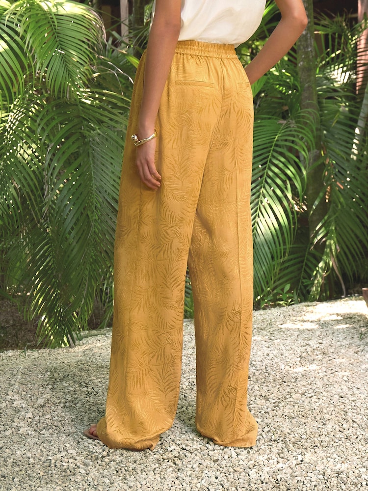 Jaune - Pantalon large jacquard en satin - Image 3 of 8