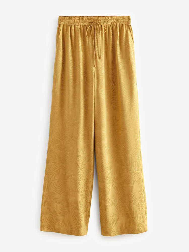 Jaune - Pantalon large jacquard en satin - Image 5 of 8