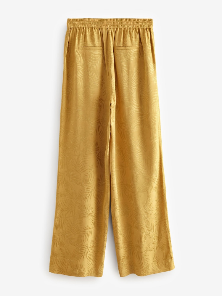 Jaune - Pantalon large jacquard en satin - Image 6 of 8