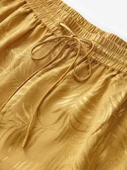 Yellow Satin Jacquard Wide Leg Trousers - Image 7 of 8