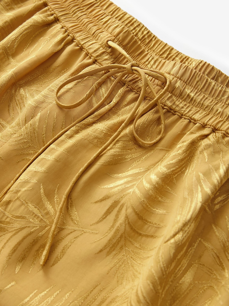 Jaune - Pantalon large jacquard en satin - Image 7 of 8