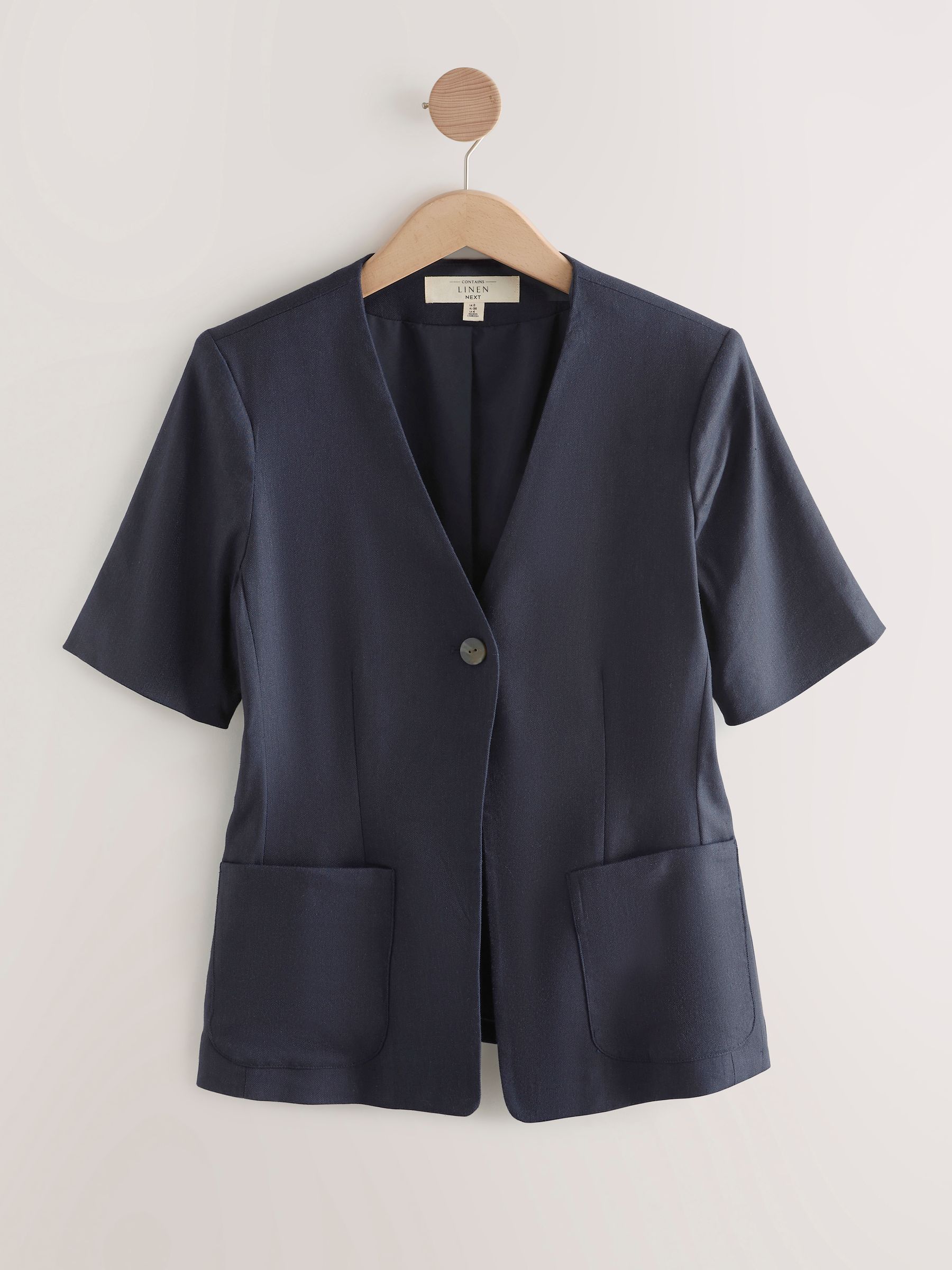 Buy Navy Short Sleeve Jacket with Linen from Next USA