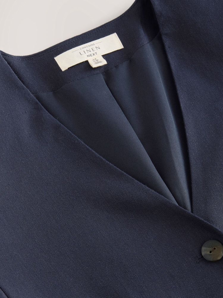 Navy Short Sleeve Jacket with Linen - Image 6 of 7