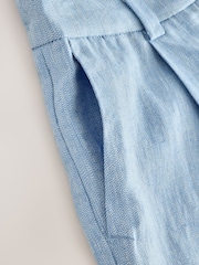 Blue Linen Rich Textured Chambray Shorts - Image 7 of 7