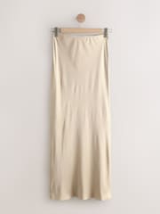 Champagne Gold Satin Midi Skirt - Image 5 of 7