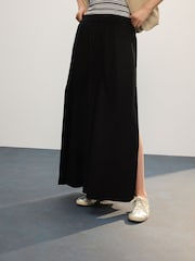 Black Maxi Skirt with Linen - Image 2 of 8