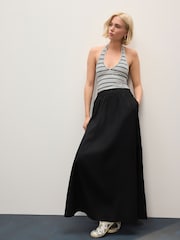 Black Maxi Skirt with Linen - Image 3 of 8