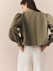 Khaki Green Funnel Neck Utility Bomber Jacket - Image 2 of 5