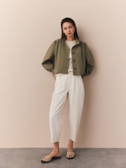 Khaki Green Funnel Neck Utility Bomber Jacket - Image 3 of 5