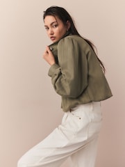 Khaki Green Funnel Neck Utility Bomber Jacket - Image 4 of 5