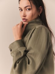 Khaki Green Funnel Neck Utility Bomber Jacket - Image 5 of 5