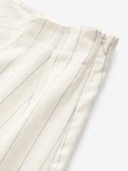 Black & White Striped Asymmetric Midi Skirt with Linen - Image 7 of 8