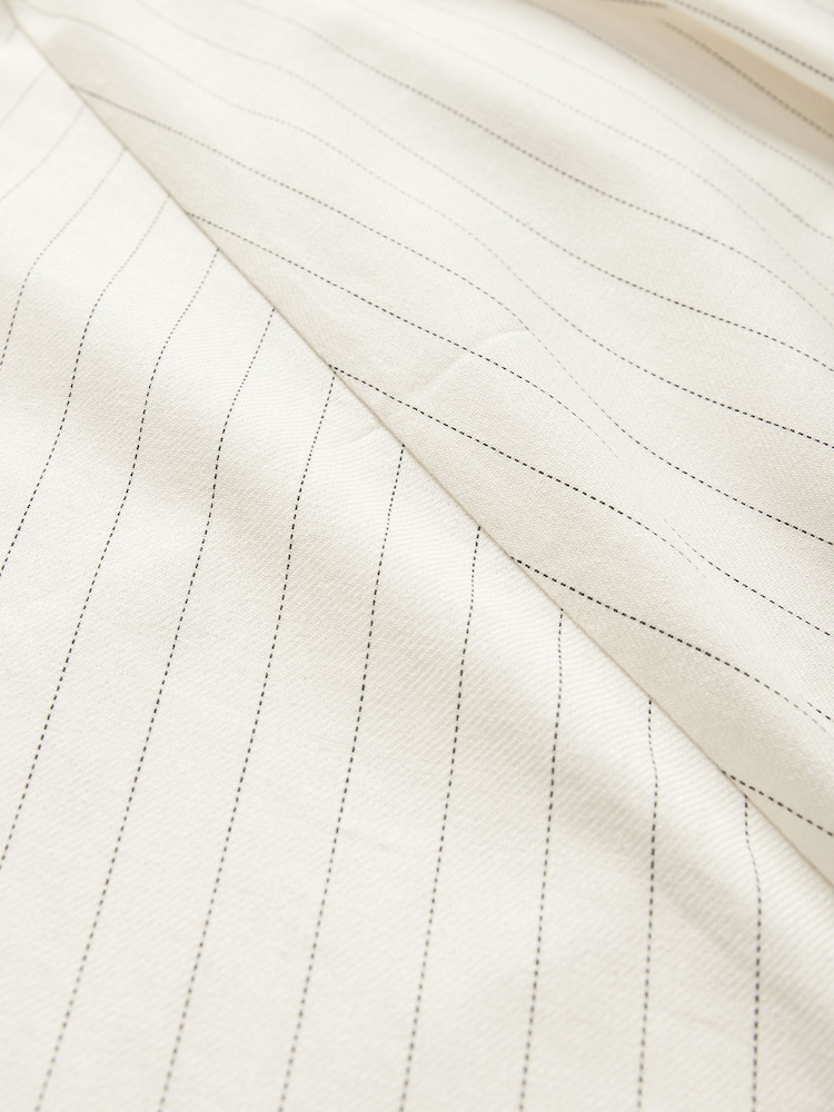 Black & White Striped Asymmetric Midi Skirt with Linen - Image 8 of 8