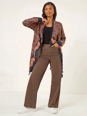 Roman Blue Ombre Tassle Knit Poncho - Image 2 of 4