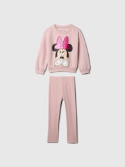 Gap Pink Minnie Mouse Disney Crew Neck Sweatshirt and Leggings Set (6mths-5yrs) - Image 1 of 3