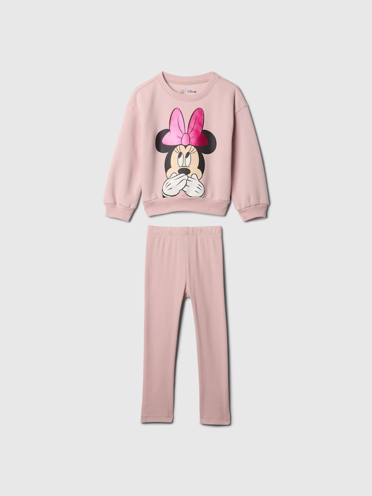 Gap Pink Minnie Mouse Disney Crew Neck Sweatshirt and Leggings Set (6mths-5yrs) - Image 1 of 3