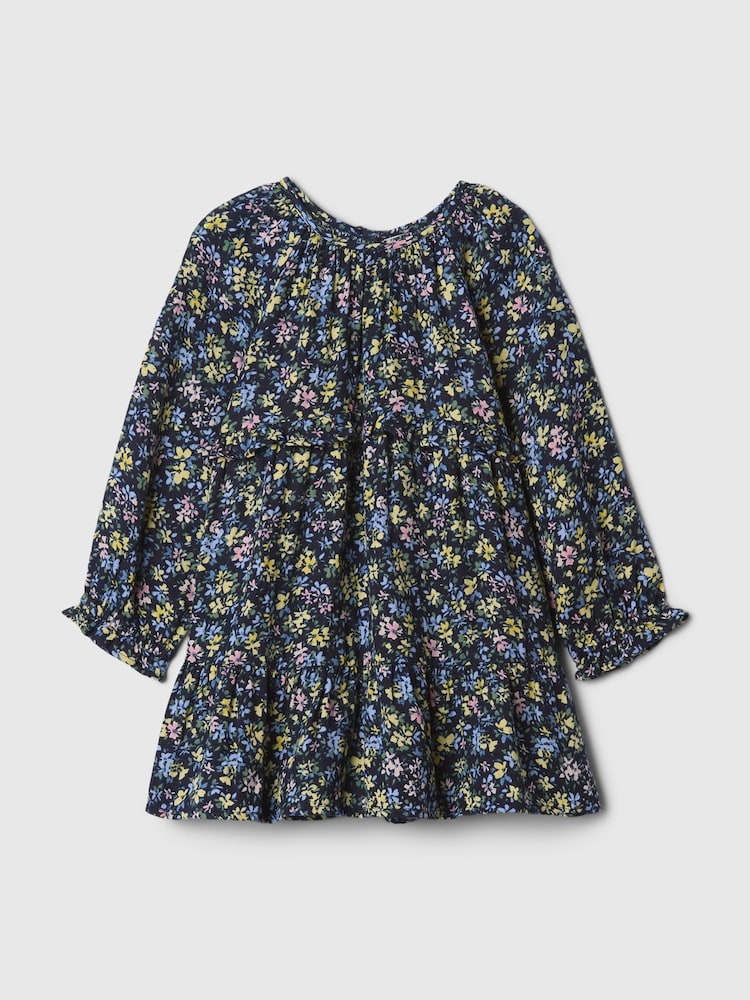 Gap Navy Blue Floral Ruffle Gauze Dress (6mths-5yrs) - Image 1 of 3