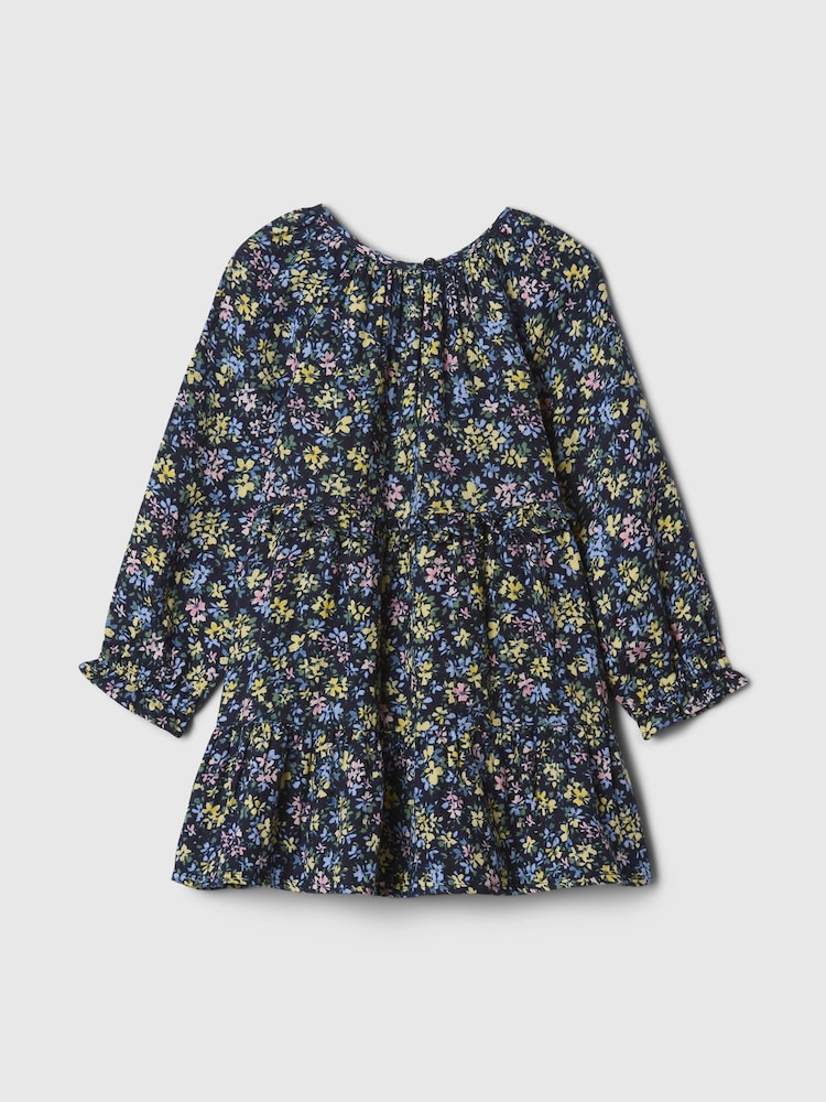Gap Navy Blue Floral Ruffle Gauze Dress (6mths-5yrs) - Image 2 of 3