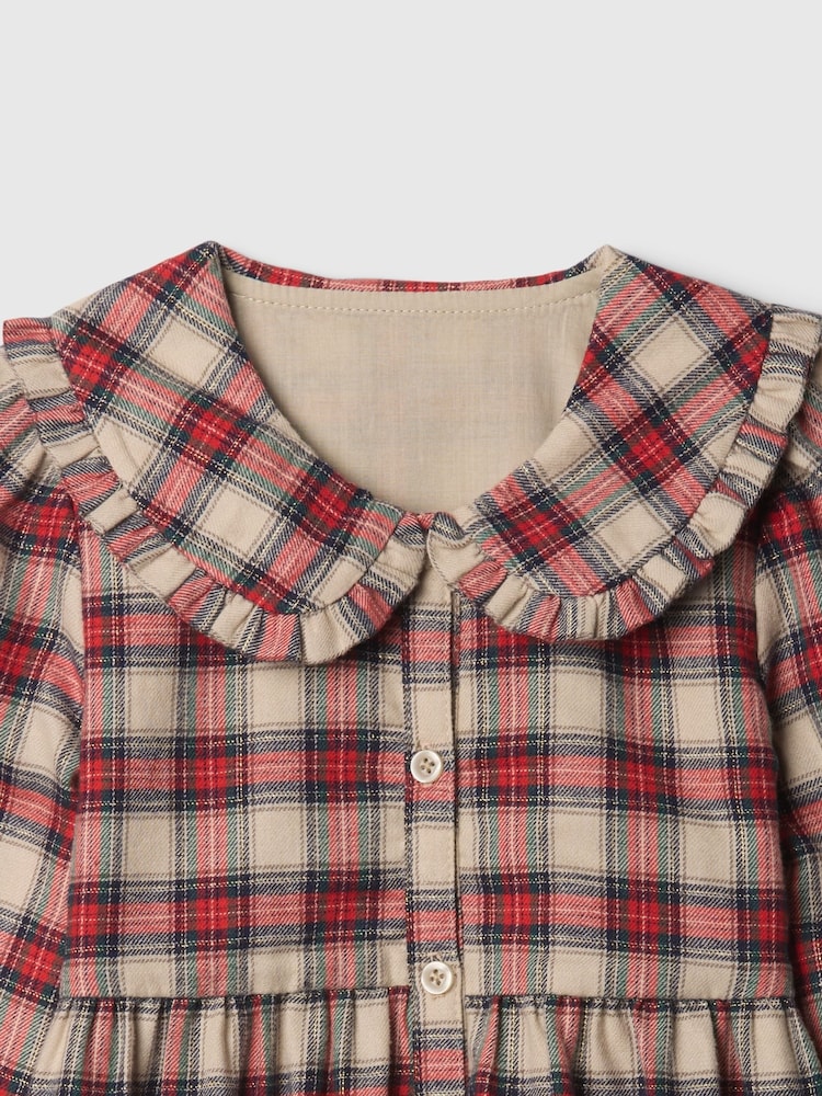 Gap Red Tiered Flannel Shirt Dress (6mths-5yrs) - Image 3 of 3