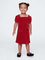 Gap Red Velour Bow Shift Dress (6mths-5yrs) - Image 1 of 4