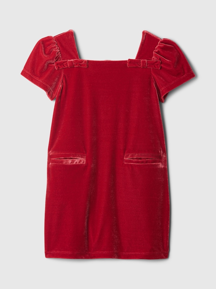 Gap Red Velour Bow Shift Dress (6mths-5yrs) - Image 2 of 4