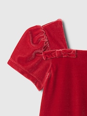 Gap Red Velour Bow Shift Dress (6mths-5yrs) - Image 4 of 4